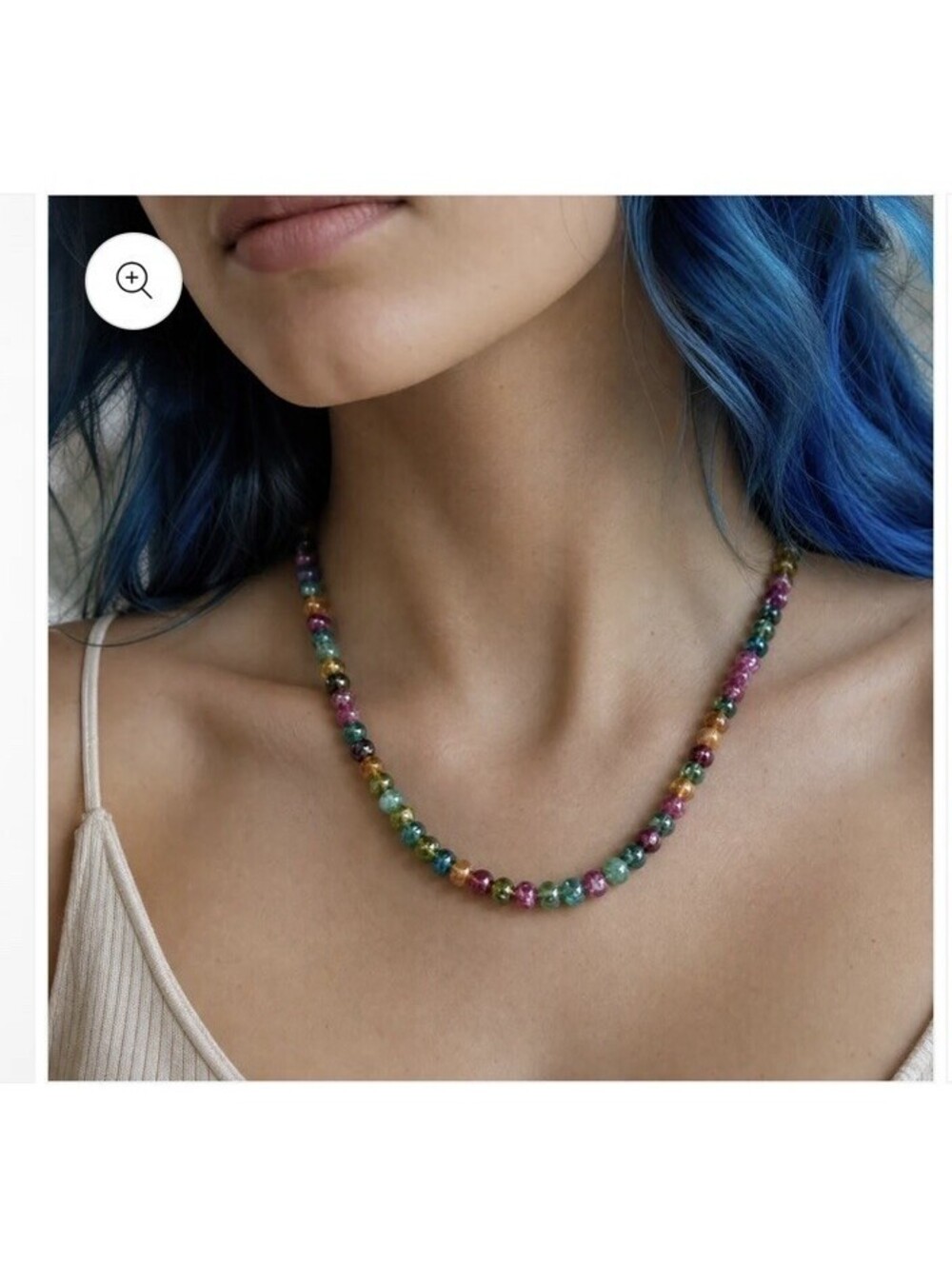 TLD Designs “Dark Candy” Genuine Stone Multicolor Beaded Gold Tone Necklace